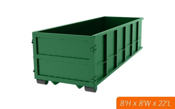 our forty yard dumpsters can be used for construction debris, household waste, and yard waste